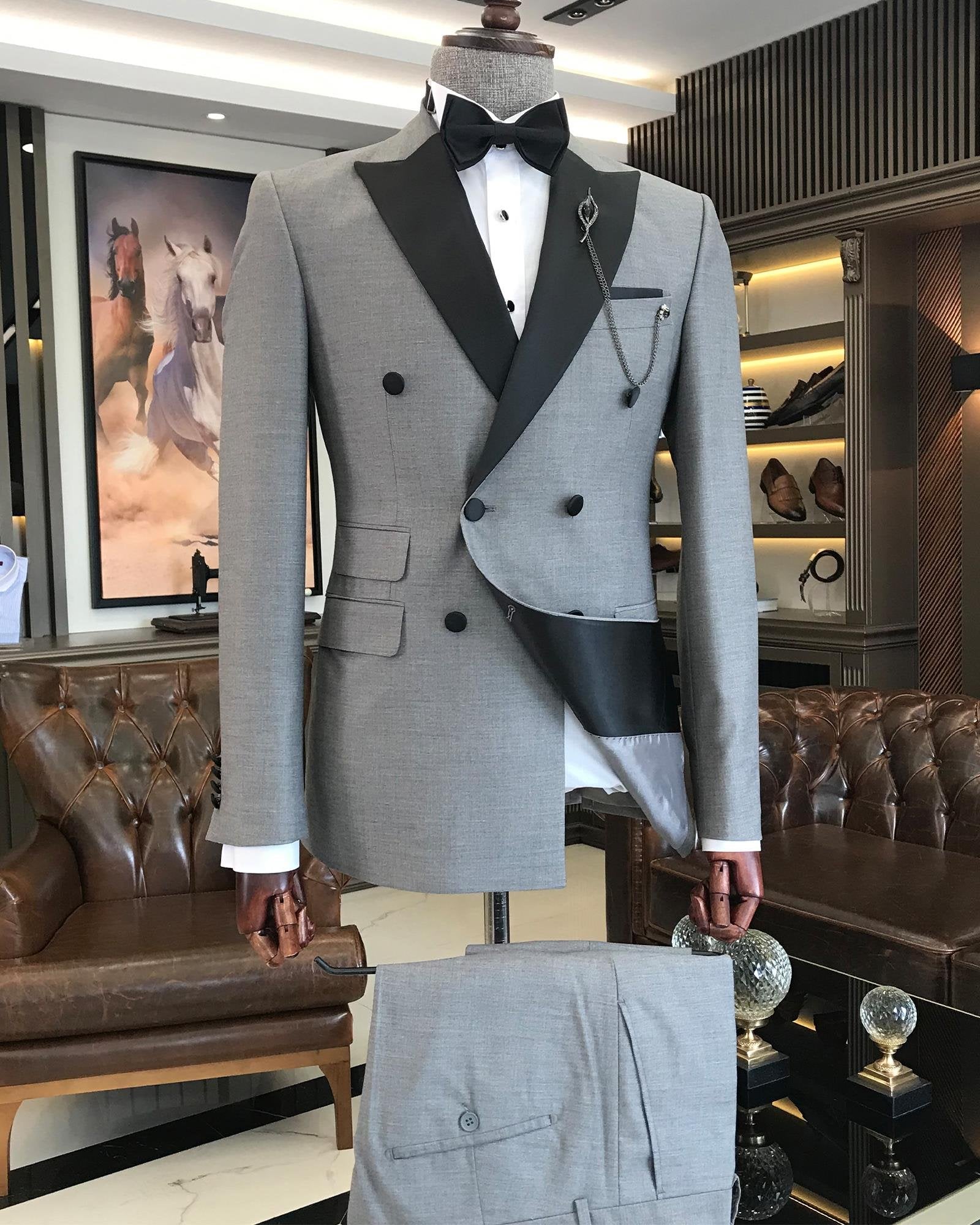 Grey Double Breasted Tuxedo 2-Piece