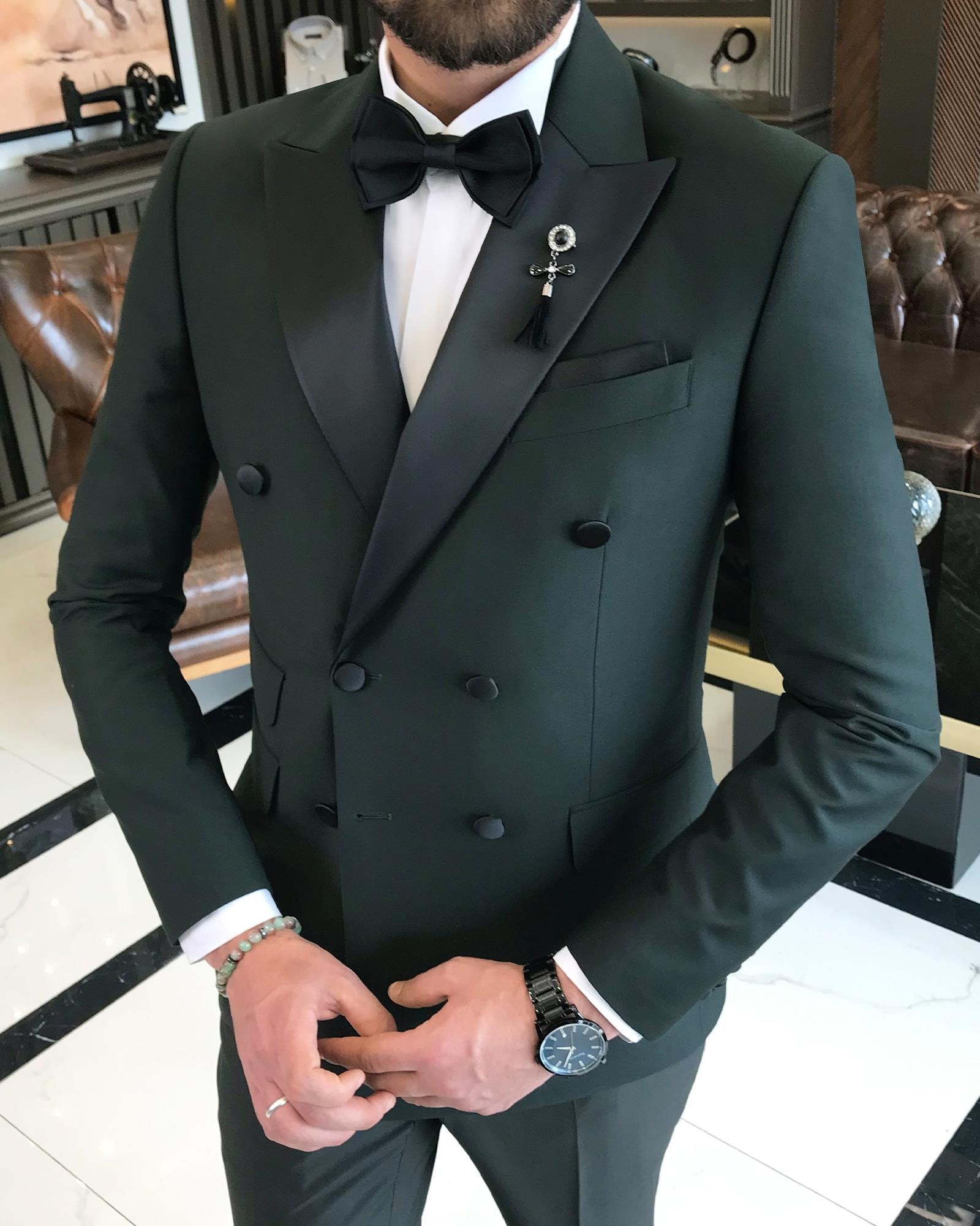 Green Double Breasted Tuxedo 2-Piece