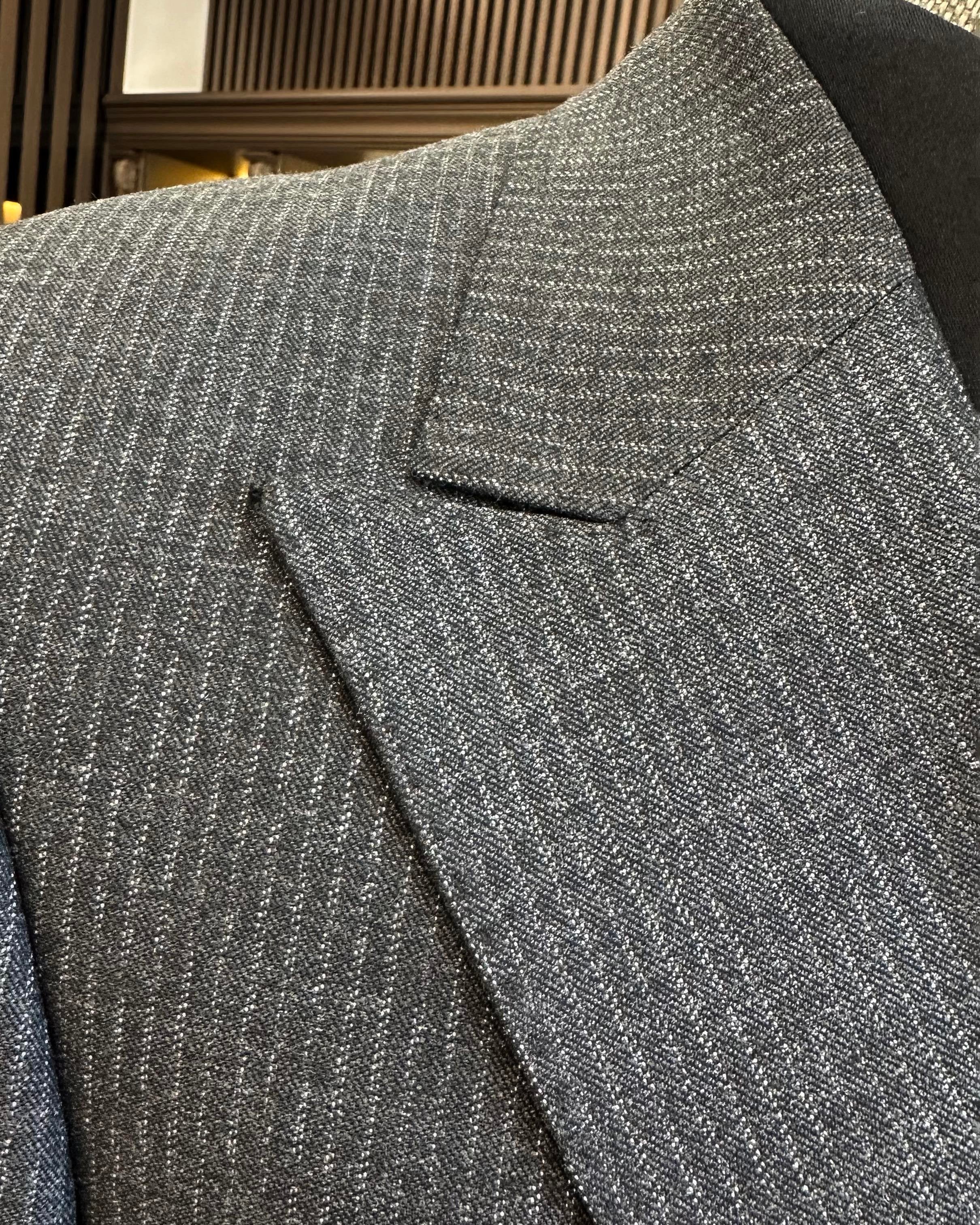 Grey Striped Double Breasted Suit 2-Piece