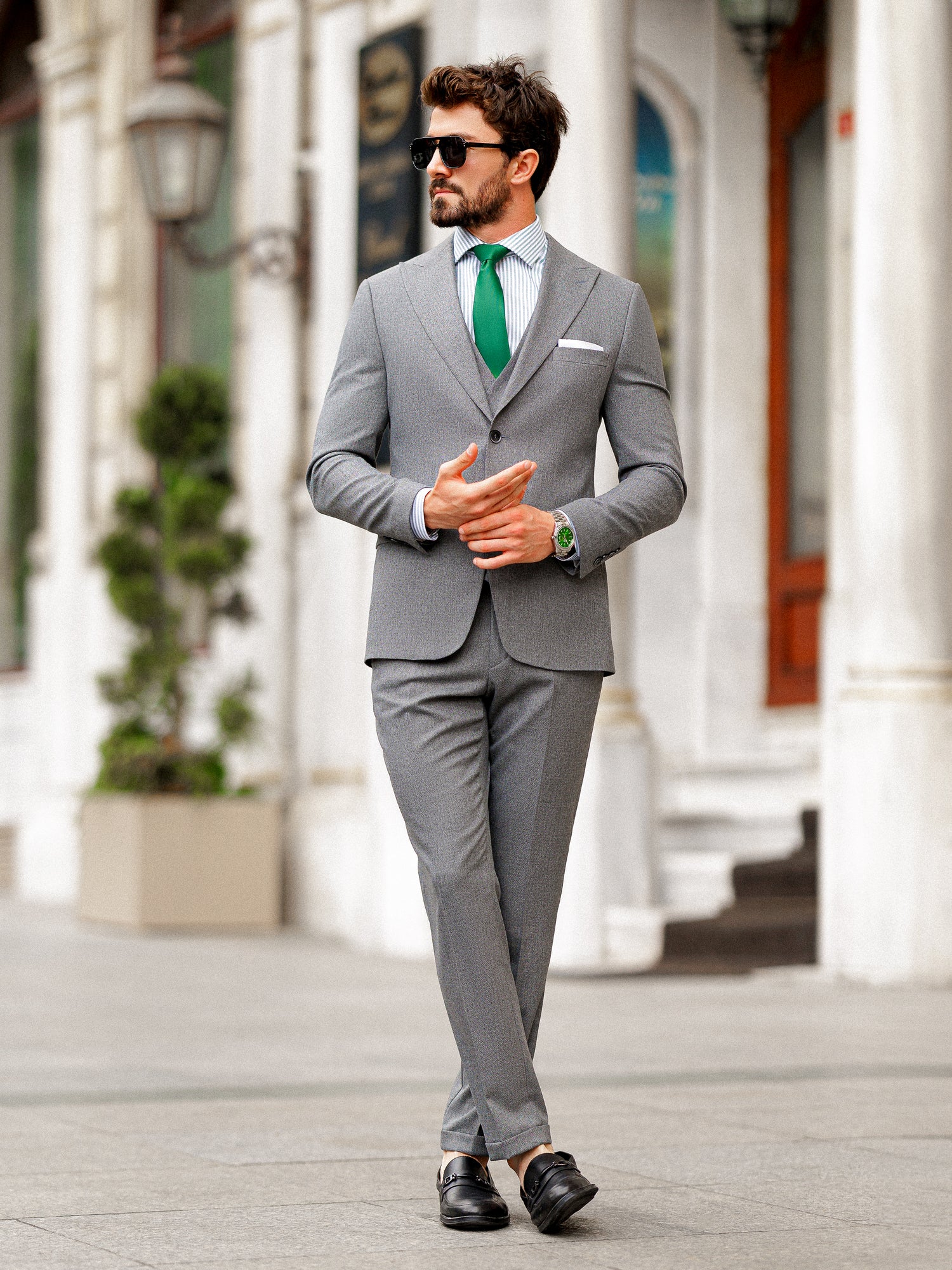 Grey Slim-Fit Suit 3-Piece