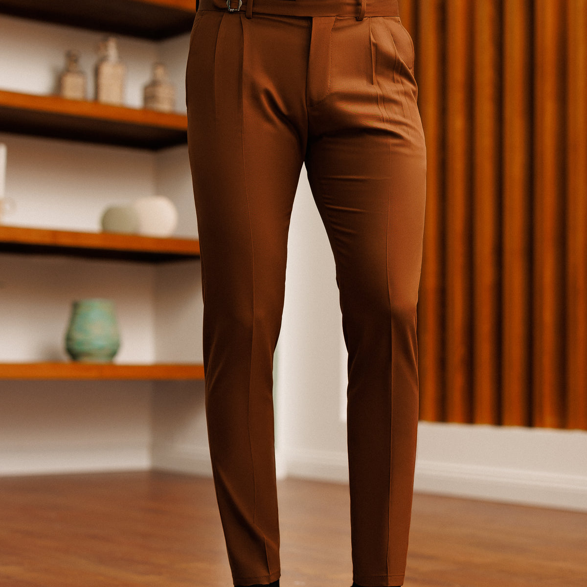 Brown Slim-Fit Pants