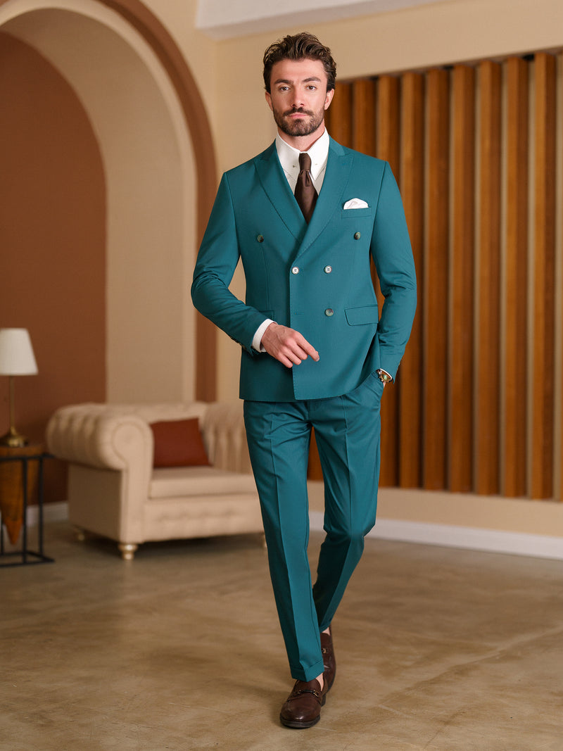 Green Double Breasted Suit 2-Piece
