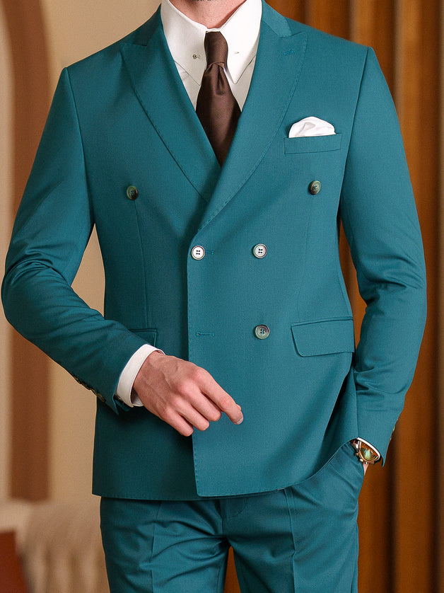 Green Double Breasted Suit 2-Piece