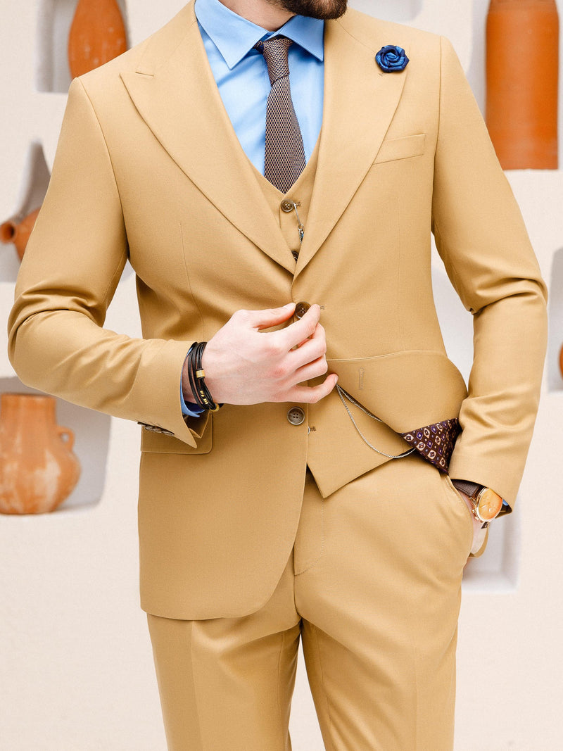 Camel Slim-Fit Suit 3-Piece