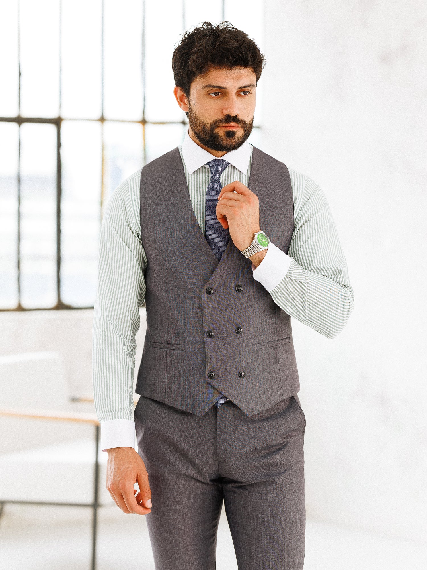 Grey Slim-Fit Suit 3-Piece