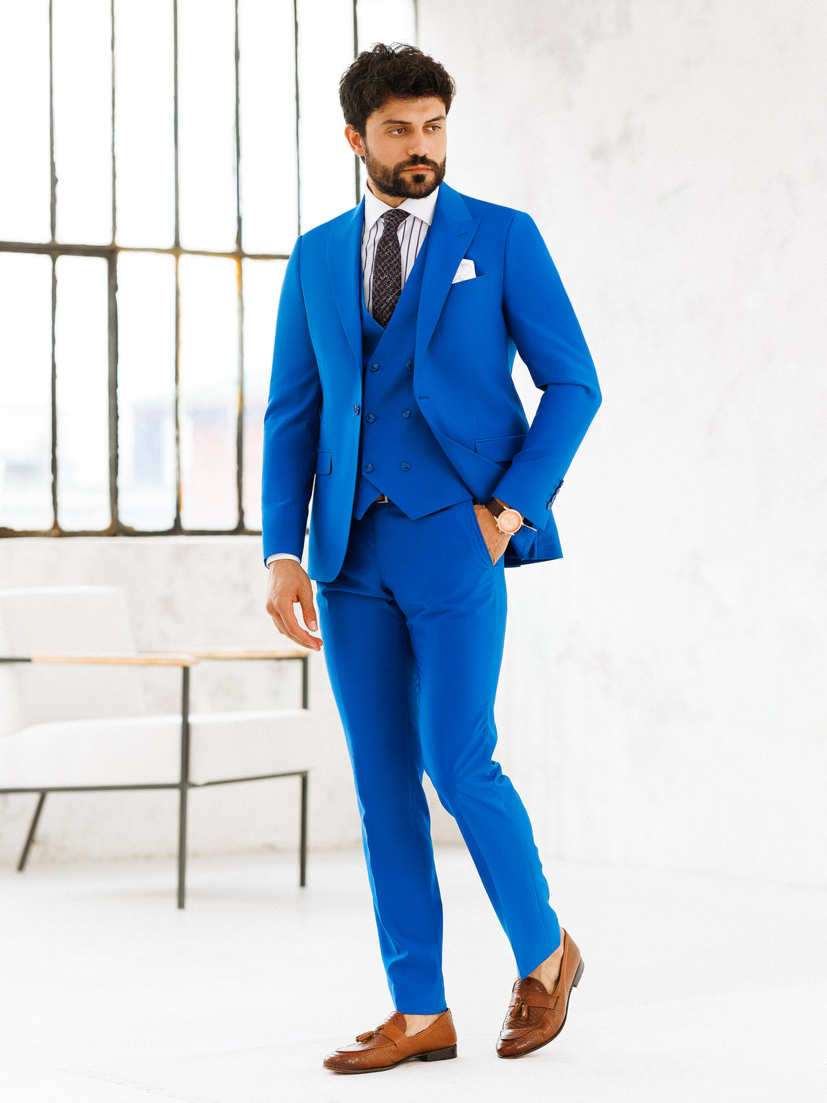 Light Blue Wedding Suit 3-Piece Slim Fit | VIOSSI