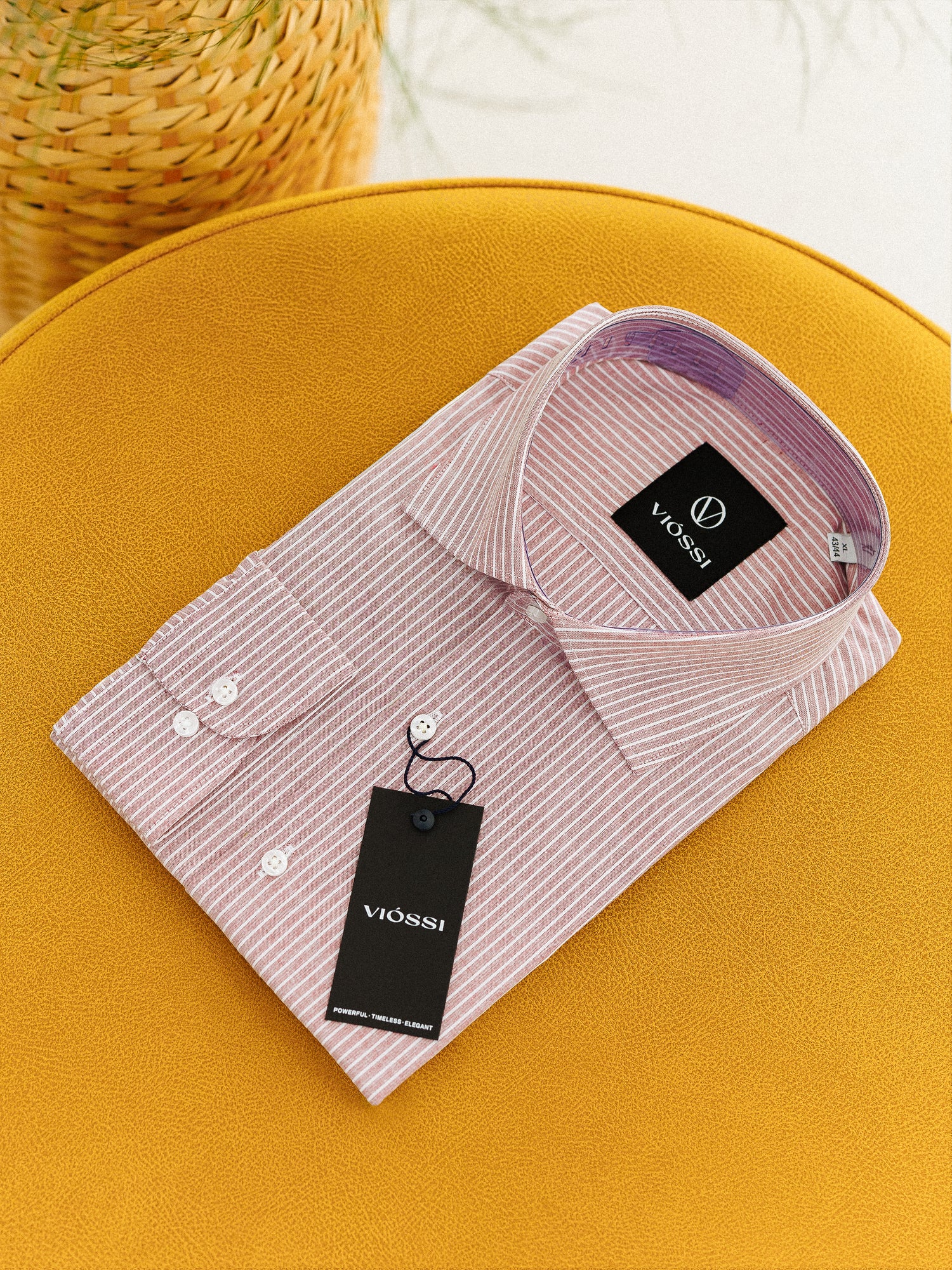 Dusty Pink Striped Italian Spread Collar Shirt