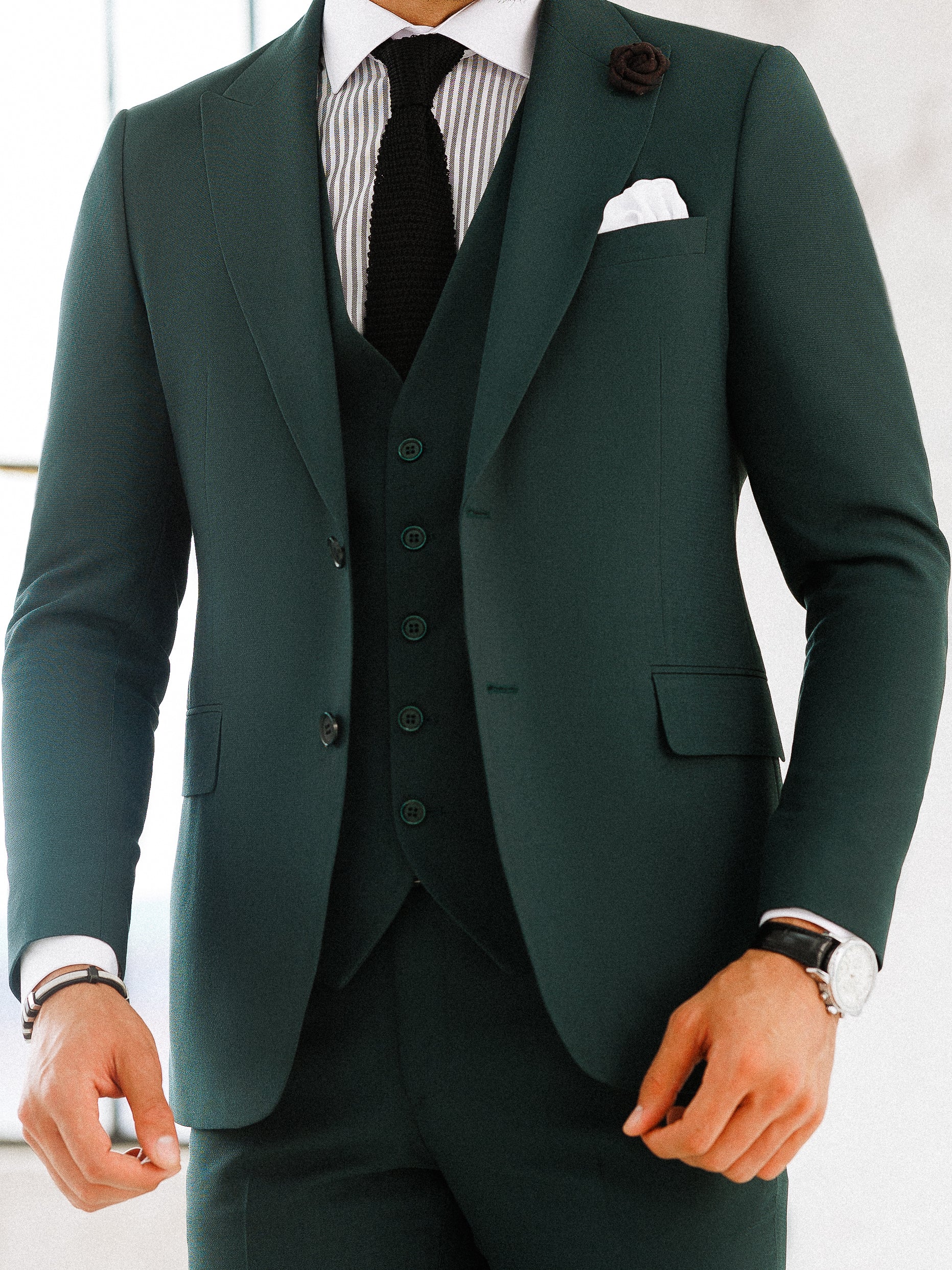 Green Slim-Fit Suit 3-Piece