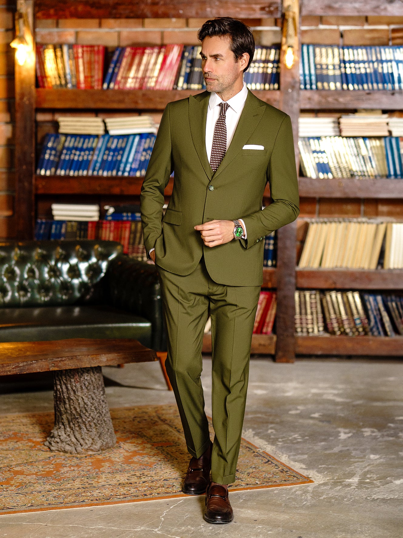 Khaki Modern-Fit Suit 3-Piece