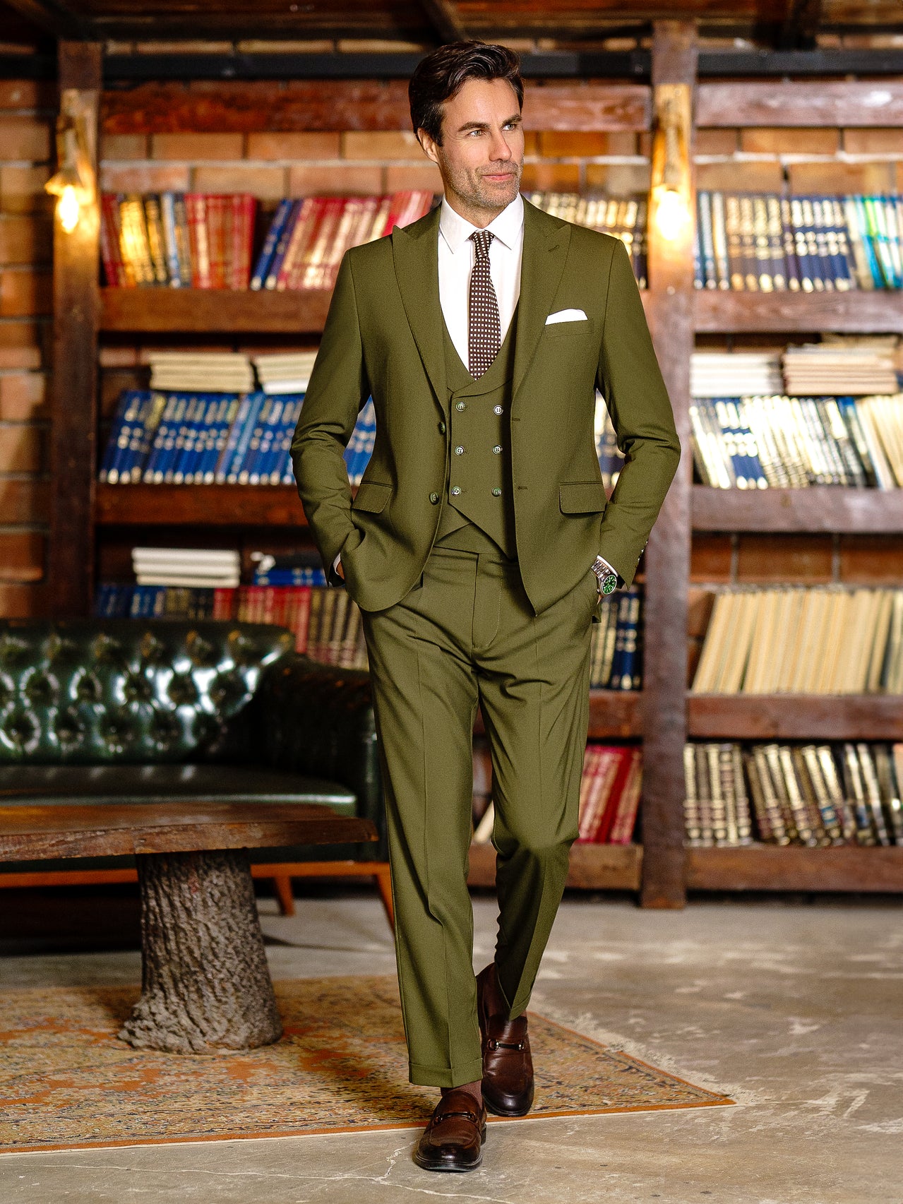 Khaki Modern-Fit Suit 3-Piece