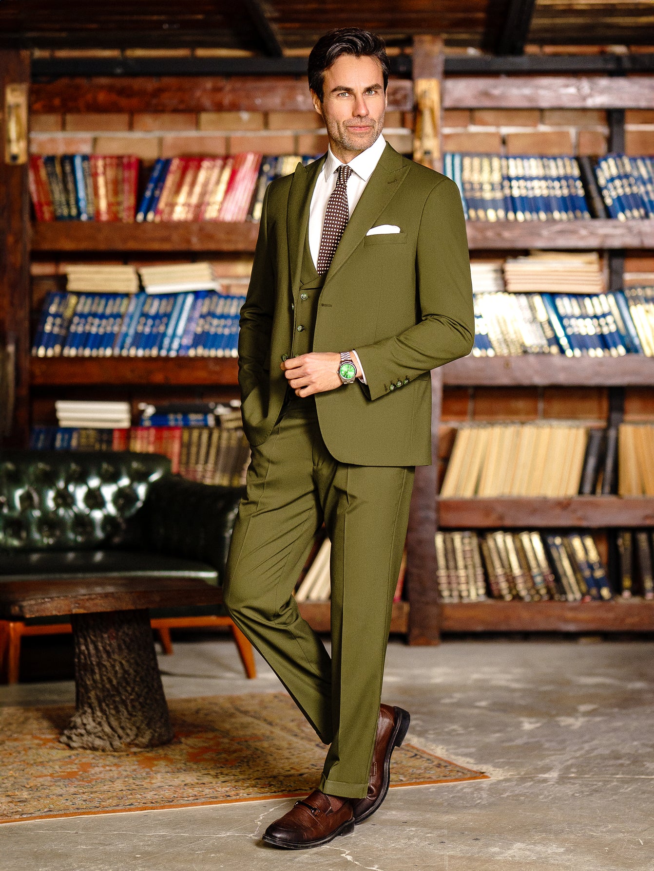 Khaki Modern-Fit Suit 3-Piece