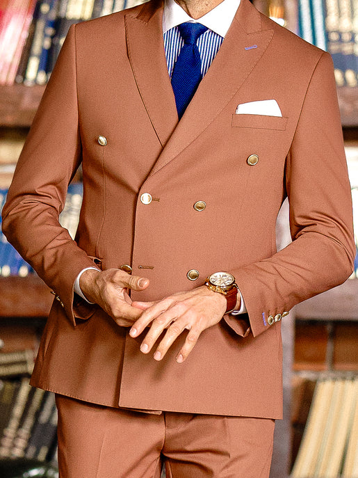 Brown Double Breasted Suit 2-Piece