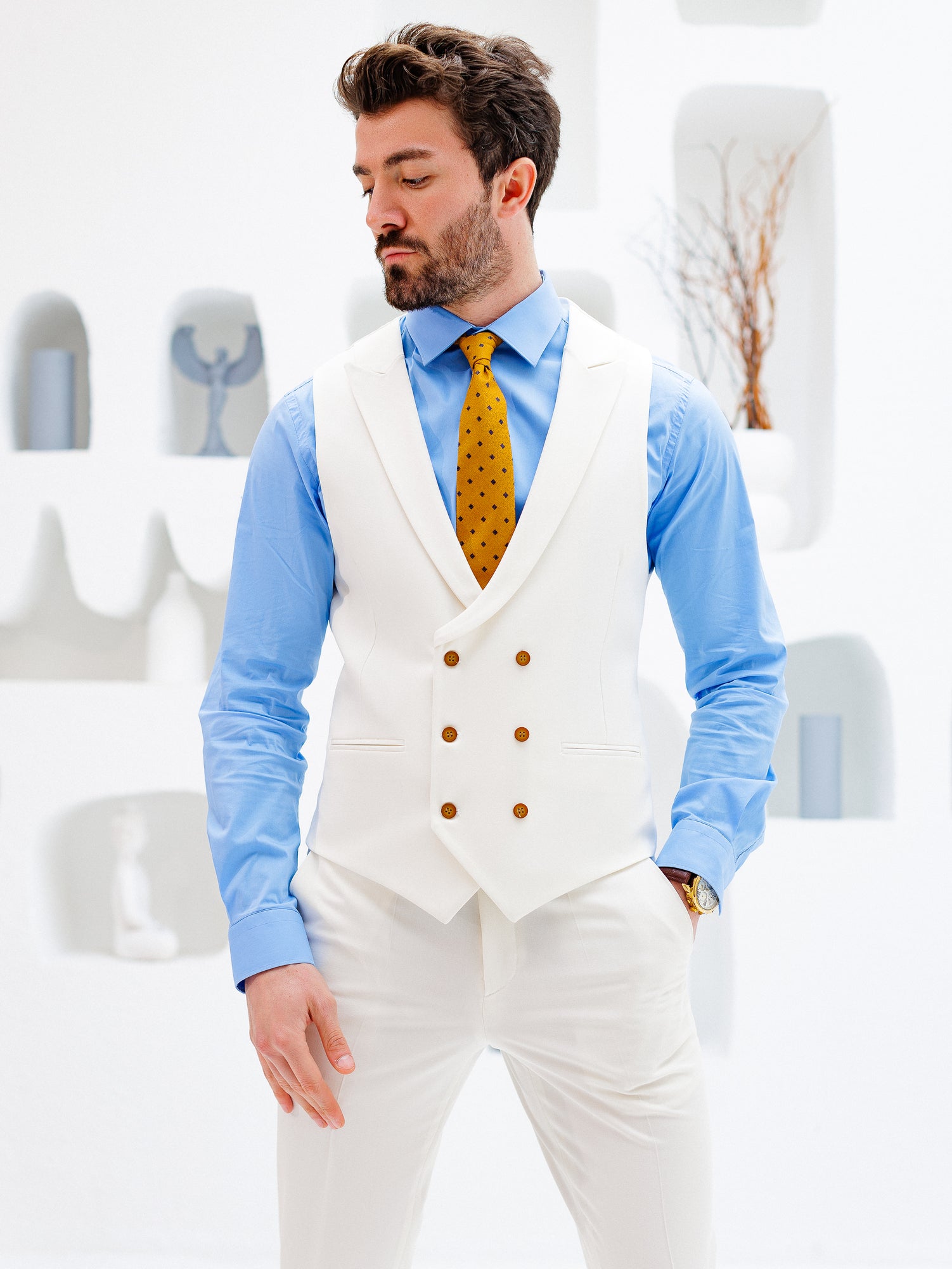 White Slim-Fit Suit 3-Piece