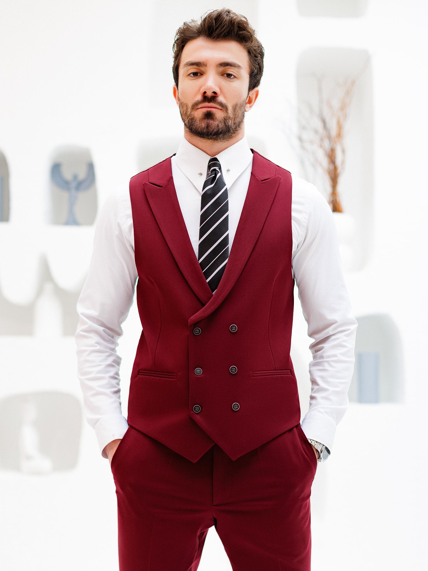 Bordeaux Slim-Fit Suit 3-Piece