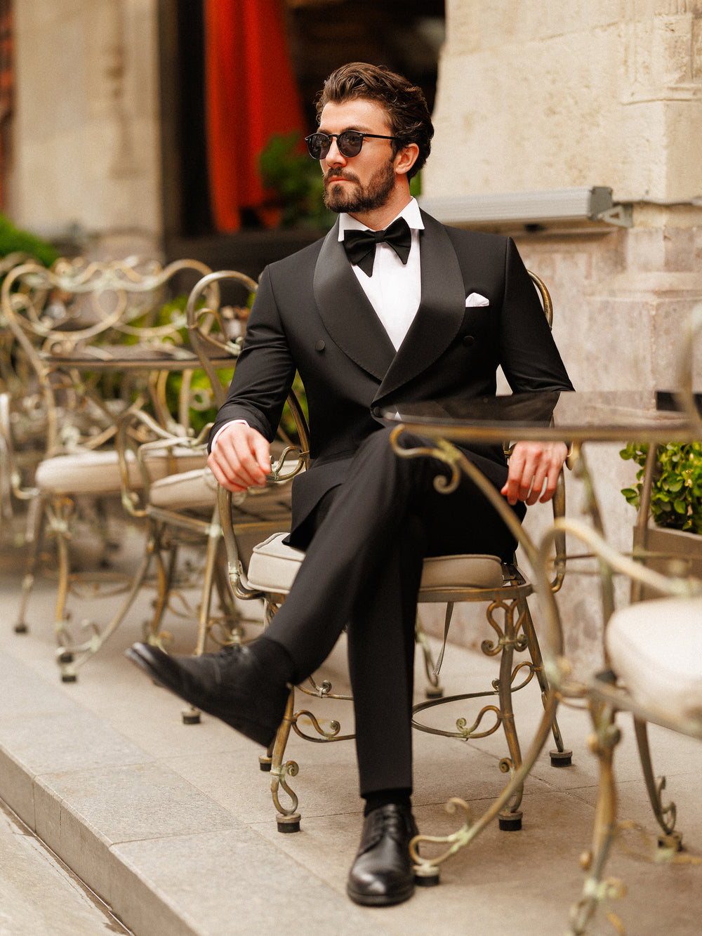 Black Double Breasted Suits Tuxedo Jacket + Pants