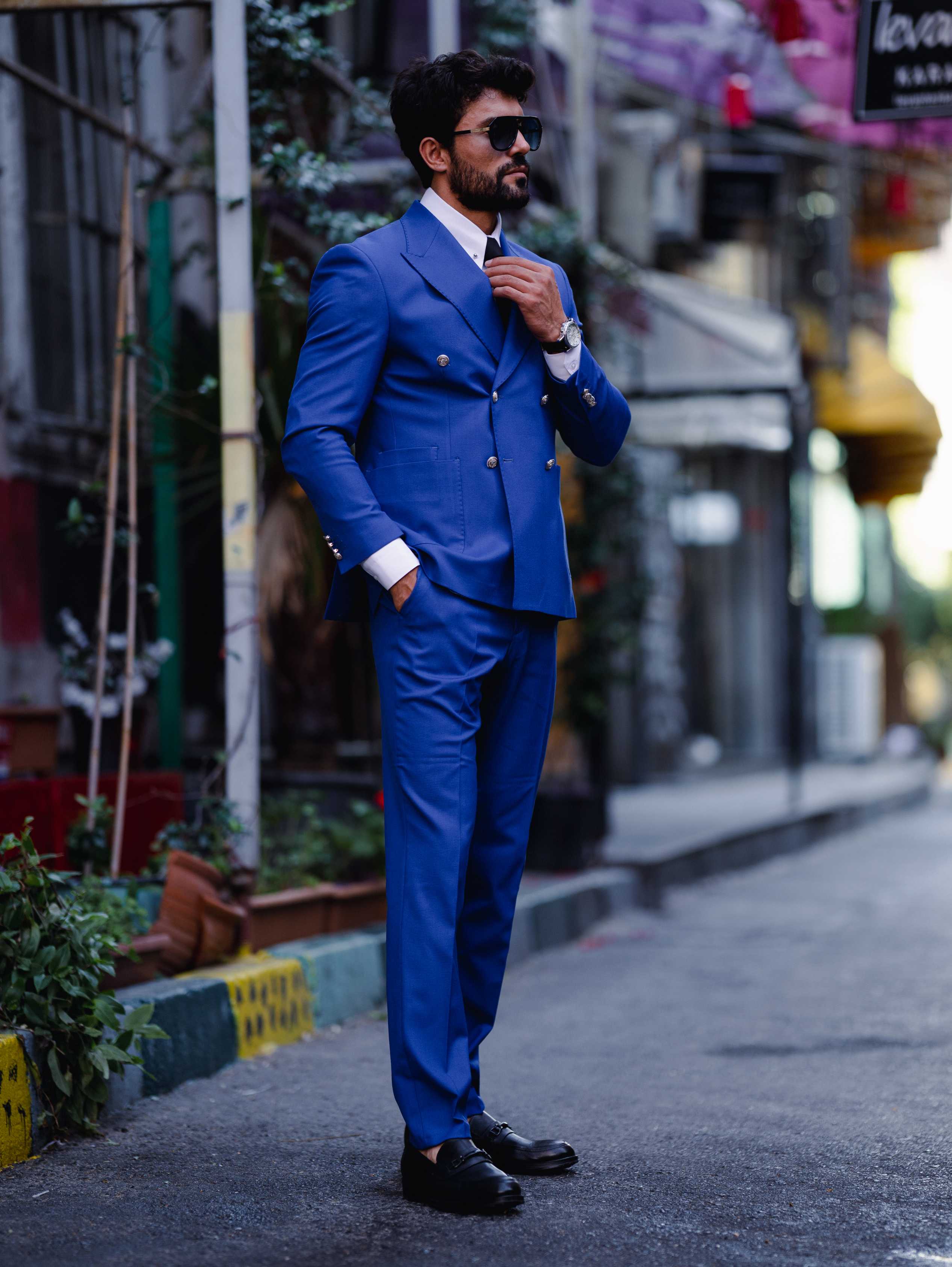 Blue Double Breasted Suit 2-Piece