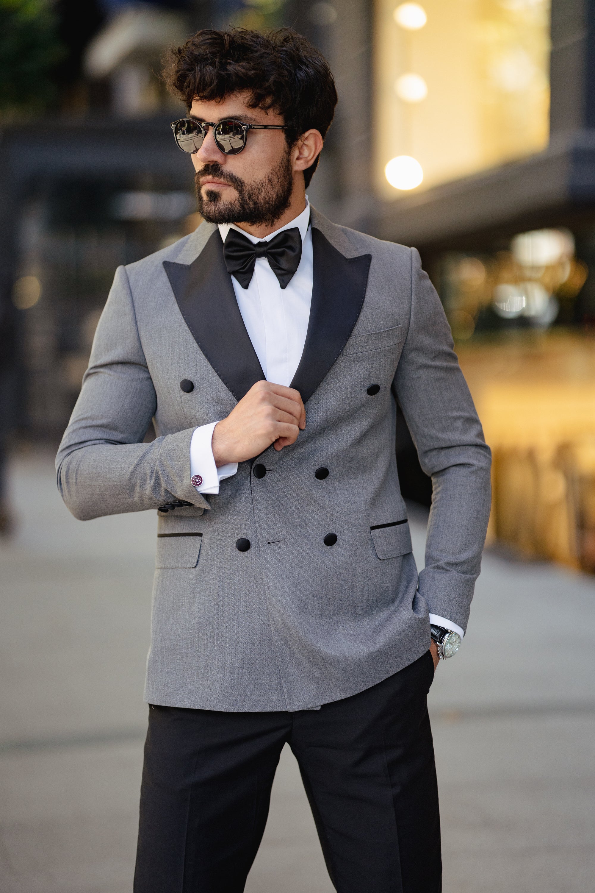 Grey Double Breasted Tuxedo 2-Piece
