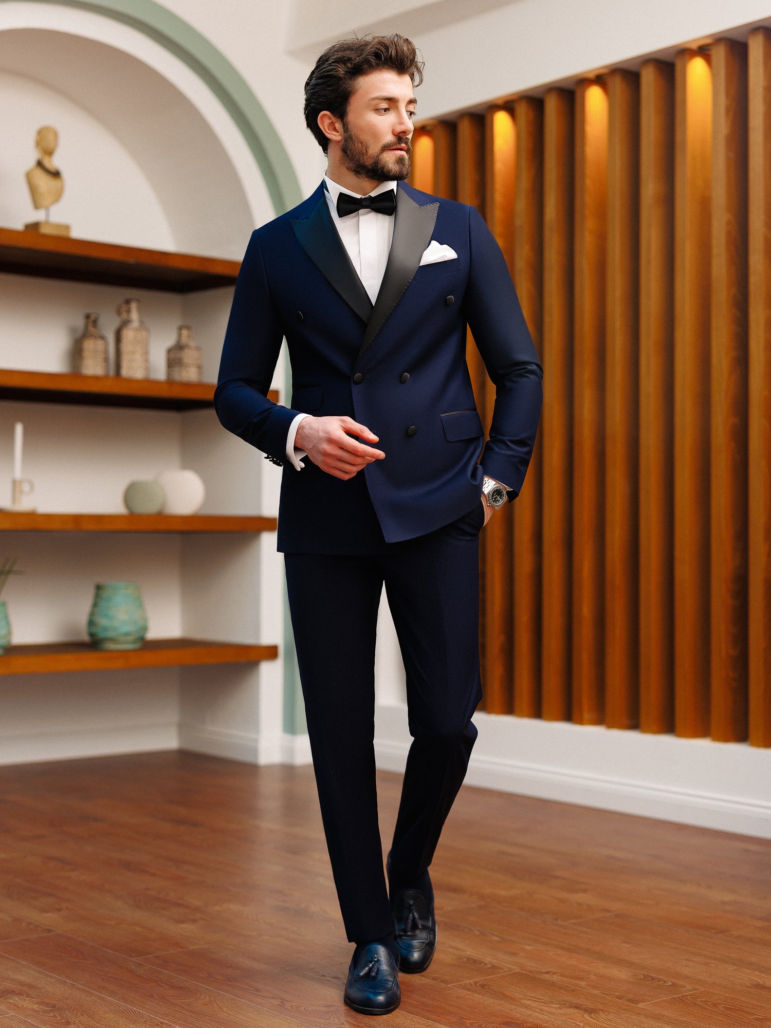 Navy double cheap breasted tuxedo