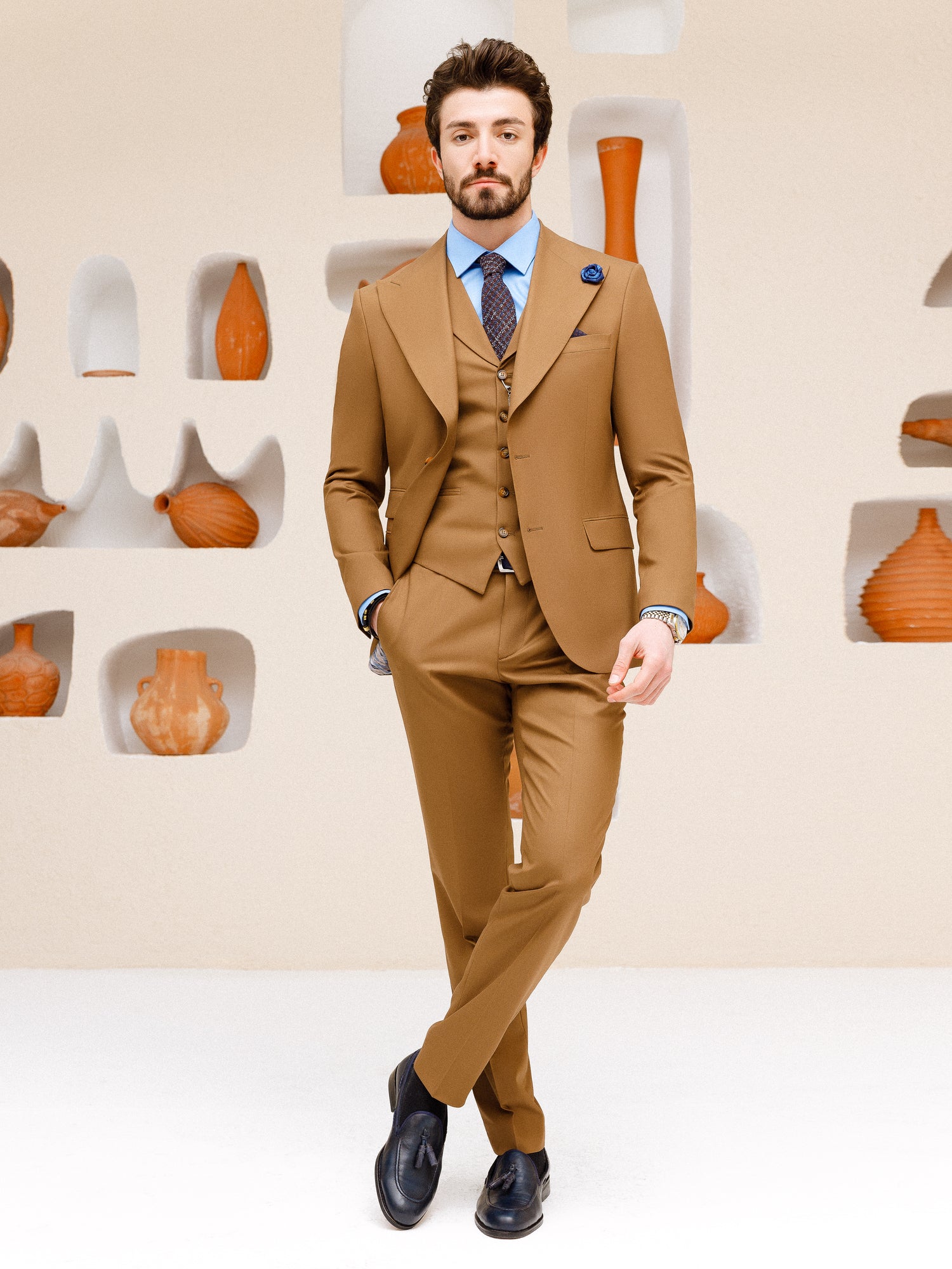 Brown Slim-Fit Suit 3-Piece