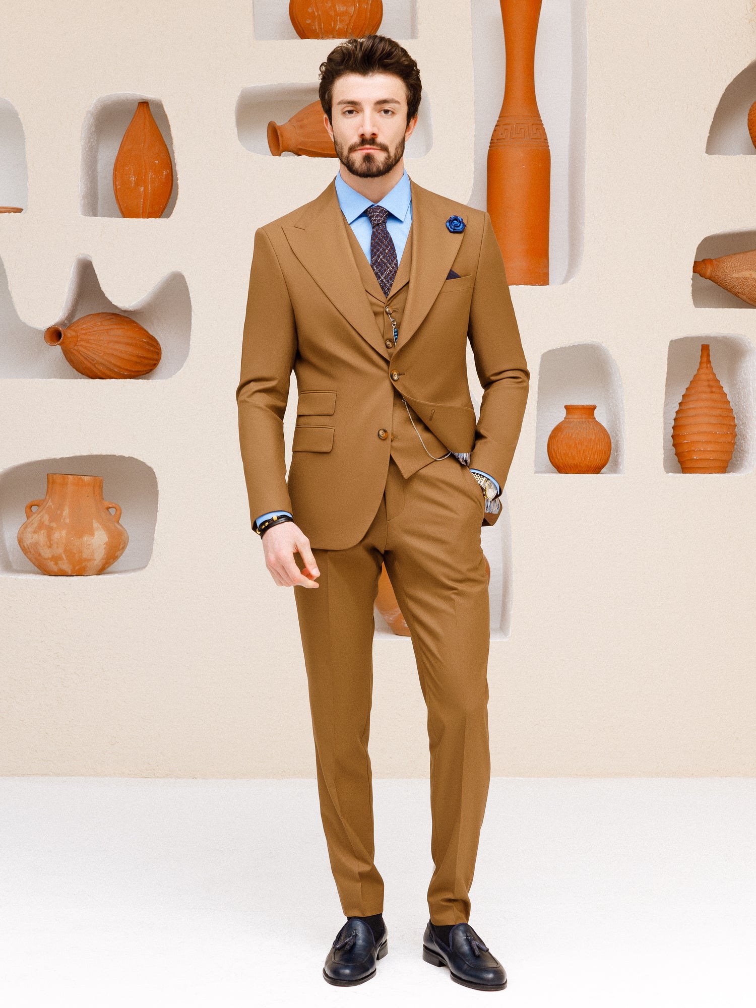 Brown Slim-Fit Suit 3-Piece