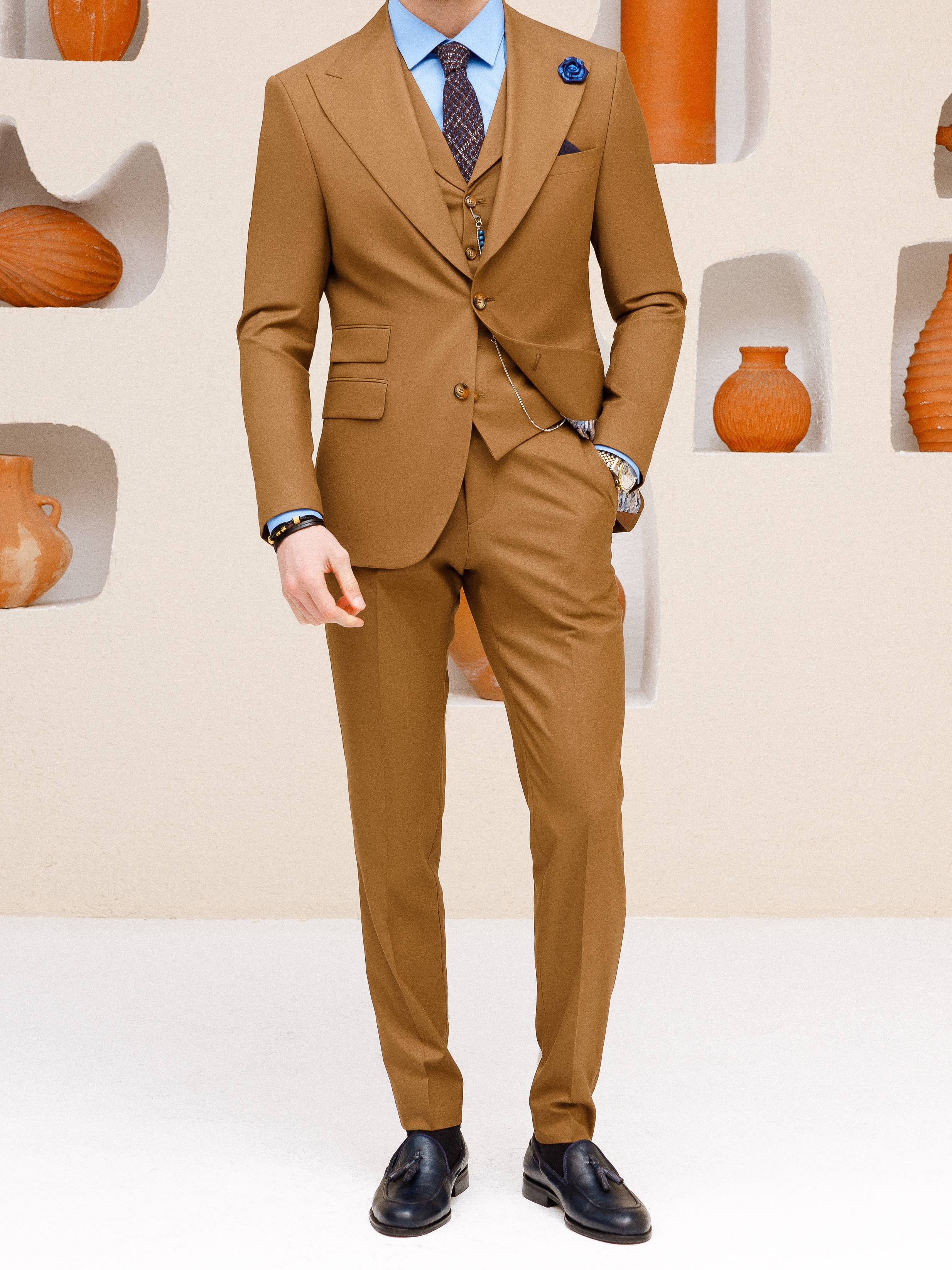 Brown Slim-Fit Suit 3-Piece