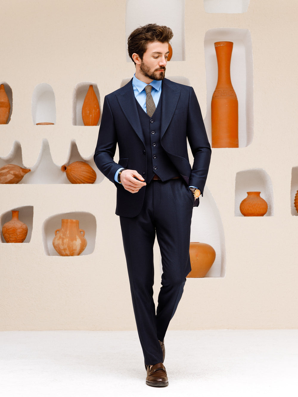 20131 Navy Blue Slim Fit 3 Piece Tuxedo Suit