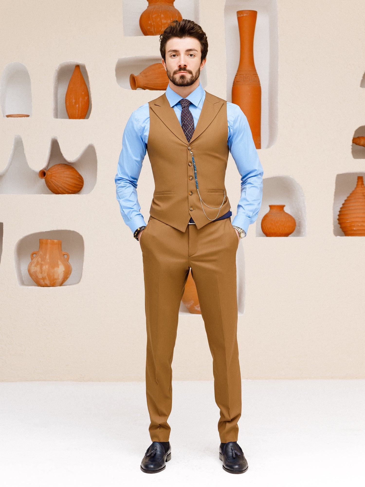 Brown Slim-Fit Suit 3-Piece