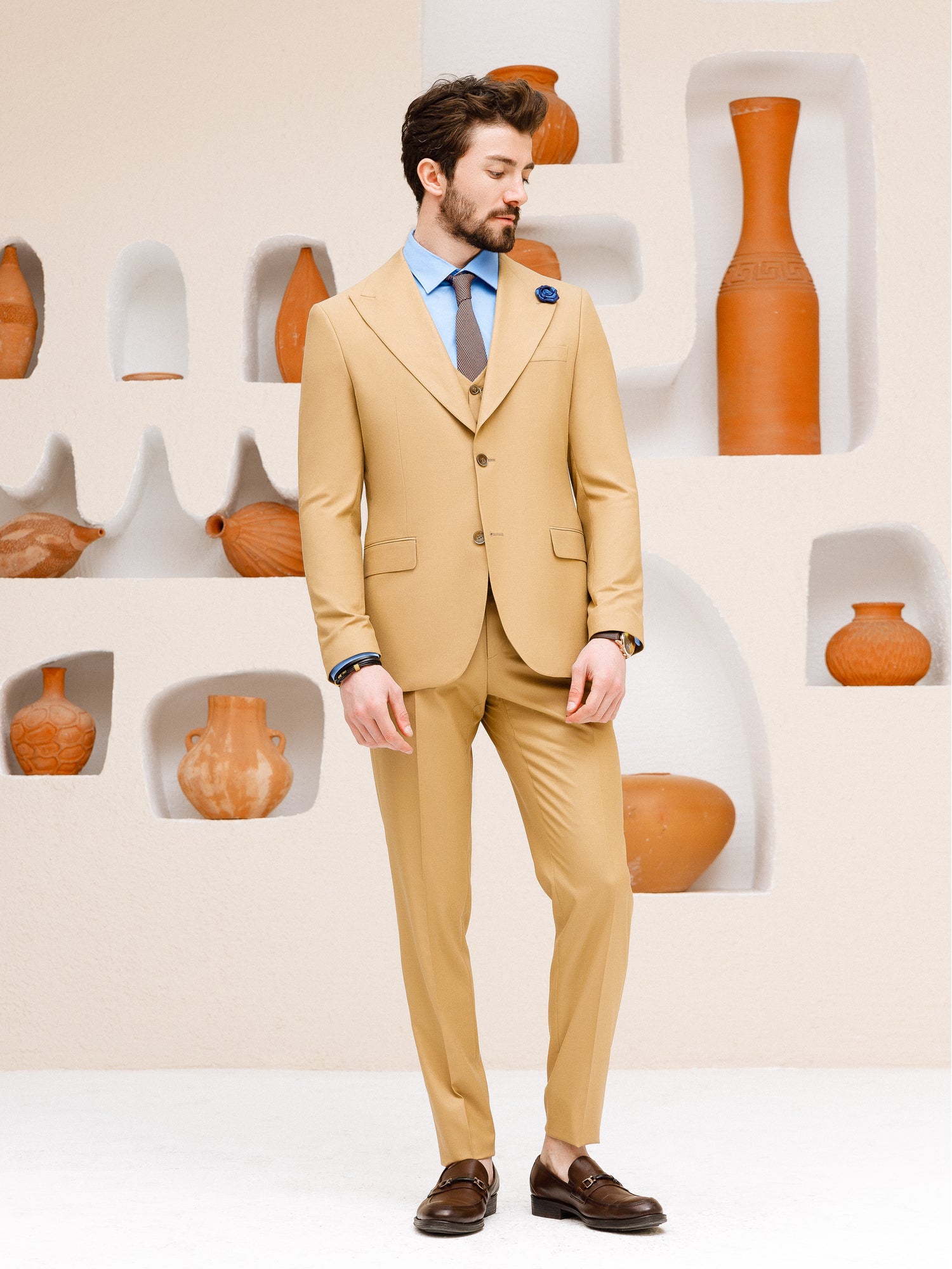 Camel Slim-Fit Suit 3-Piece