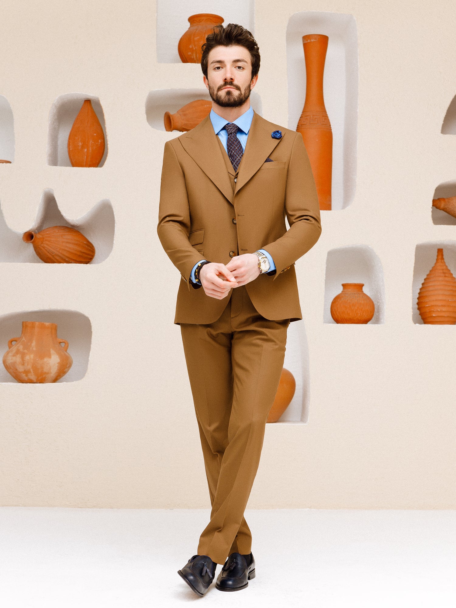 Brown Slim-Fit Suit 3-Piece