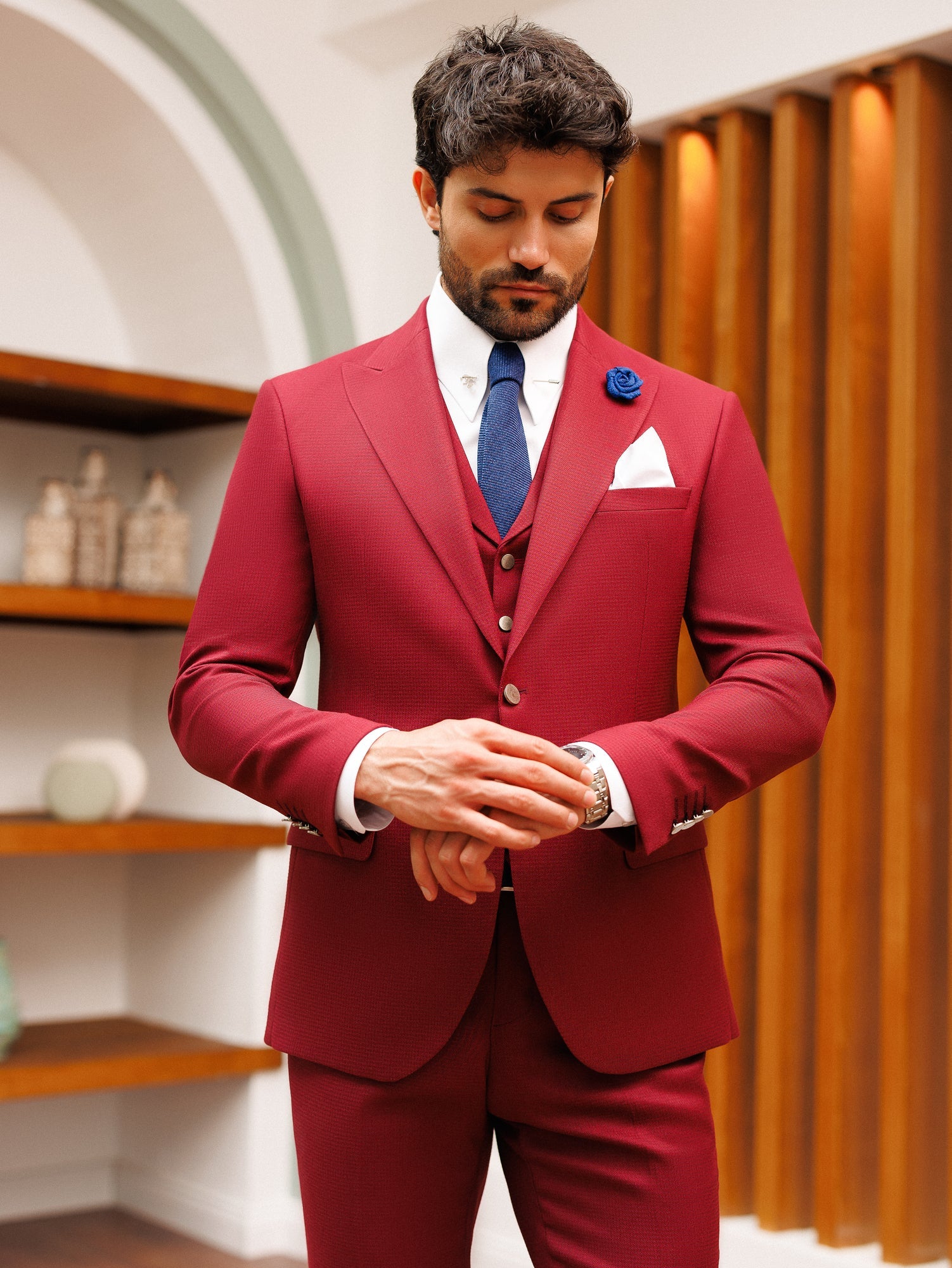 Bordeaux Slim-Fit Suit 3-Piece